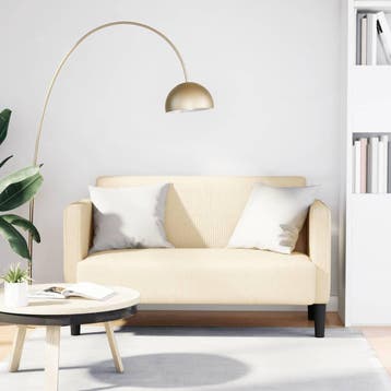 vidaXL Loveseat bank 109 cm corduroy stof crèmekleurig, Verzenden, Nieuw
