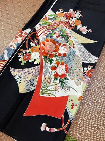 Zwarte tomesode-kimono - Zijde - Japan - 20e eeuw