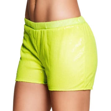 Korte Broek Pailletten Neongeel M, Verzenden, Nieuw