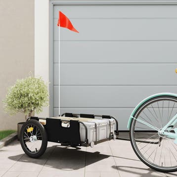 vidaXL Fietstrailer oxford stof en ijzer zwart, Verzenden