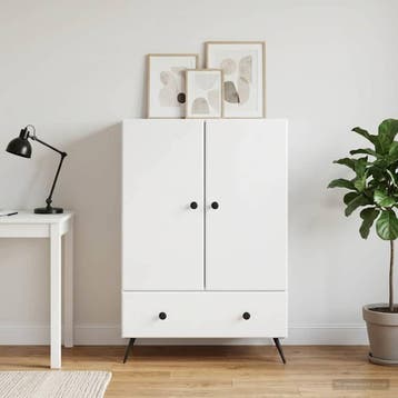 vidaXL Dressoir Hoogglans Wit 66 x 34,5 x 95 cm Bewerkt hout, Verzenden, Nieuw