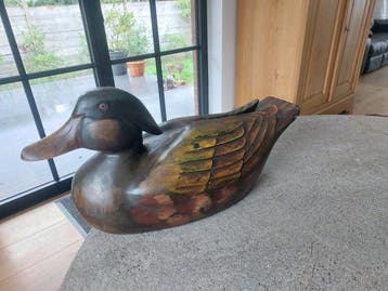 Lokeend - Leurre à canard en bois sculpté et peint main -