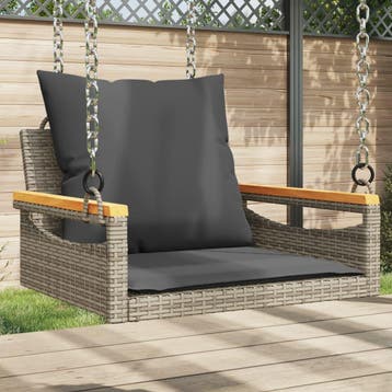 vidaXL Schommelbank met kussens 63x62x40 cm poly rattan, Verzenden