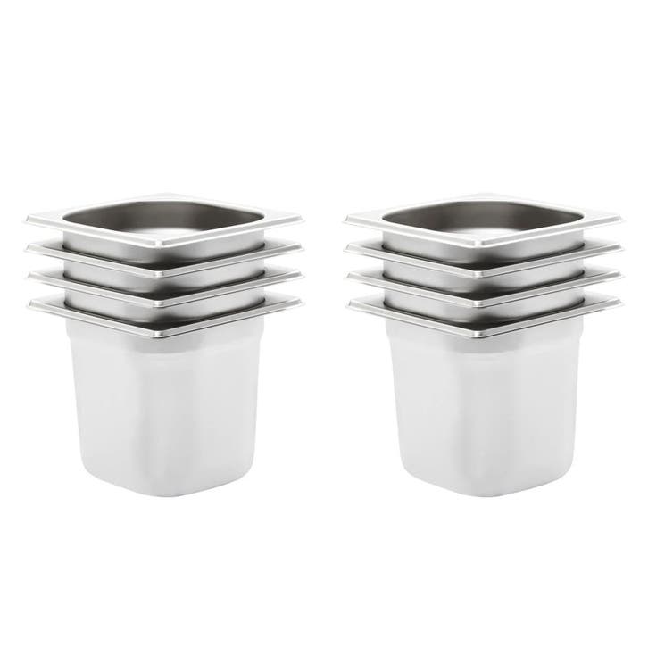 vidaXL Gastronormbakken 8 st GN 1/6 150 mm roestvrij staal, Antiek en Kunst, Antiek | Keukengerei, Verzenden