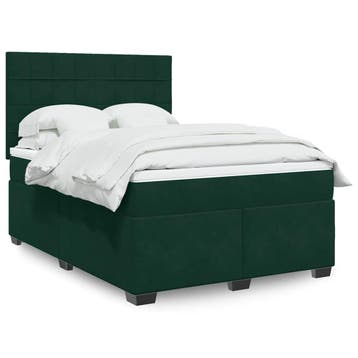 vidaXL Boxspring met matras fluweel donkergroen 140x200 cm, Verzenden