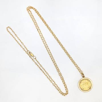 Collier avec pendentif - 18 carats Or jaune, Handtassen en Accessoires, Antieke sieraden