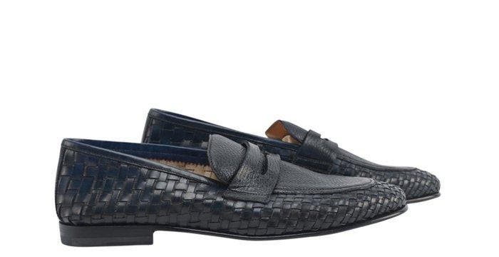 TESTONI - 8 UK - 42 IT - Tivoli Blue Unlined Loafer Woven, Kleding | Heren, Schoenen