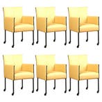 Set van 6 Leren eetkamerstoelen More - Toledo Dessert, Ophalen of Verzenden, Nieuw, Leer, Eén