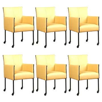Set van 6 Leren eetkamerstoelen More - Toledo Dessert, Ophalen of Verzenden