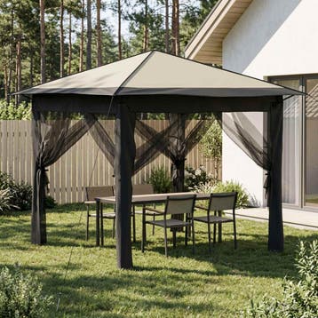 vidaXL Tuinpaviljoen met 4 Zijwanden 2,6 x 2,6 m Crème en, Verzenden