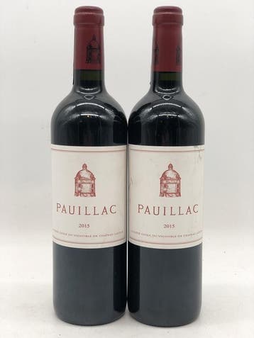 2 x 75cl Le Pauillac de Latour 2015 (Bordeaux, rood), Ophalen of Verzenden, Rode wijn