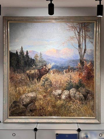Karl Ritter von Dombrowski (1872-1951) - Brunftiger Hirsch, Antiek en Kunst