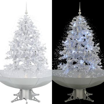 vidaXL Kerstboom sneeuwend met paraplubasis 140 cm wit, Verzenden