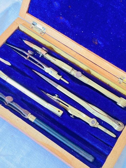 Droog kompas - Messing - Coffret ancien , instruments, Antiek en Kunst, Antiek | Overige Antiek