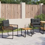 vidaXL Buitenmeubels set met kussen 3 pcs Middelgrijs, Verzenden, Nieuw