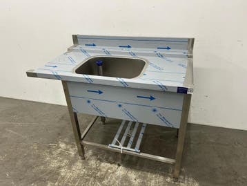 RVS aanvoertafel met spoelbak voor aansluiting doorschuiver, Ophalen of Verzenden, Nieuw zonder verpakking, Wassen en Drogen