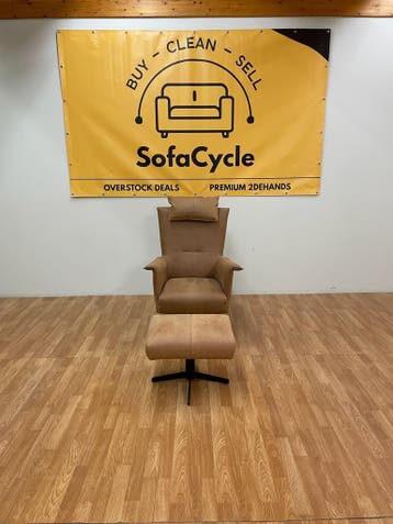 H&H fauteuil met voetbank. Nieuwprijs 1800 euro/ Sofacycle, Maison & Meubles, Fauteuils, Ophalen of Verzenden
