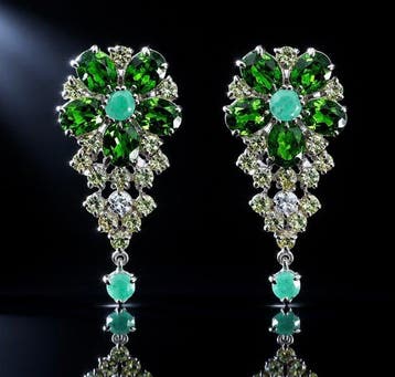 Zonder minimumprijs - Oorbellen 925 zilver, smaragd,