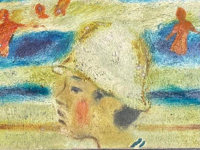 Yves Ganne (1931-2019) - Paysage Marin avec baigneurs et, Antiek en Kunst, Kunst | Schilderijen | Klassiek