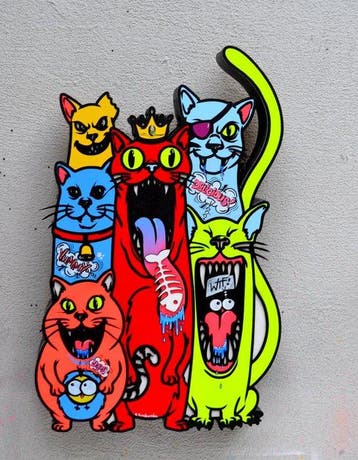Patrycja Mroczkowska - „Cat Gang”3D Pop Art XL, Antiquités & Art