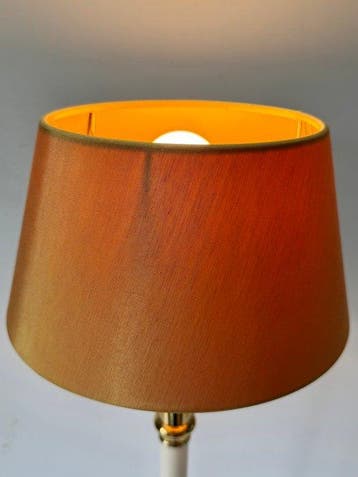 Hollywood Regency - Tafellamp - Messing, Linnen, kunststof
