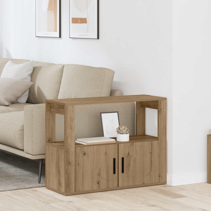 vidaXL Dressoir artisanaal eikenkleurig 80 x 30 x 60 cm, Huis en Inrichting, Kasten | Dressoirs, Nieuw, Verzenden