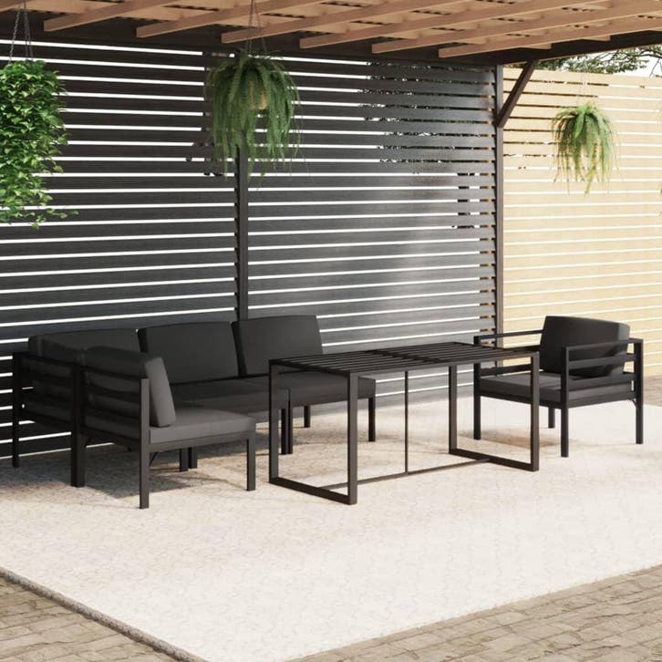 vidaXL 6-delige Loungeset met kussens aluminium, Jardin & Terrasse, Ensembles de jardin, Envoi