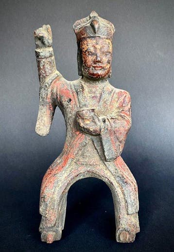 Figura di attendente equestre (cavallerizzo) in legno