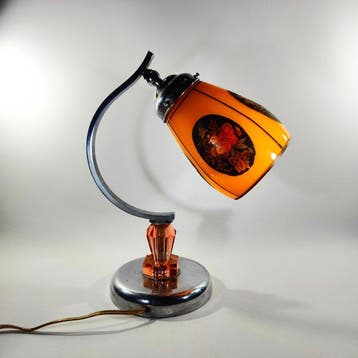 Art deco lamp - Lampe - chrome et verre