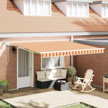 vidaXL Uitschuifbare luifel Geel en Oranje 400 × 300 cm, Tuin en Terras, Verzenden, Nieuw