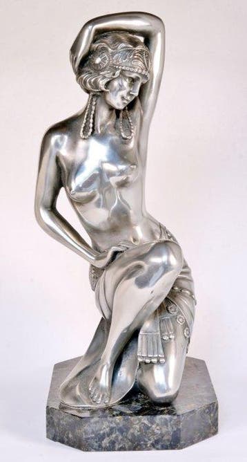 Art Déco - Figure - Tänzerin - Métal, Marbre