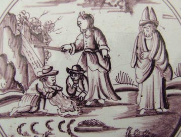 Tegel - Bijbelse tegel in mangaan. - 1750-1800