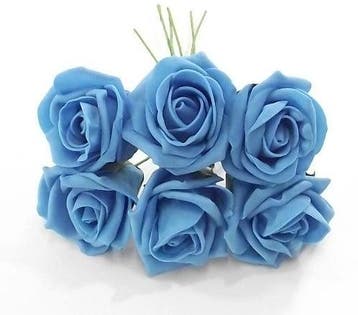 Foamroos Princess Kleurvast Turquoise 6 cm Bundel 6 stuks, Nieuw