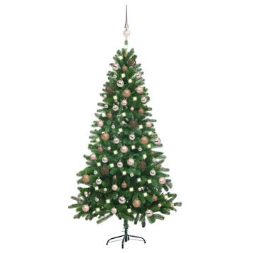 vidaXL Kunstkerstboom met verlichting en kerstballen 150 cm, Verzenden