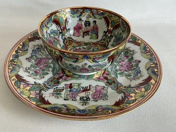 Oosterse decoratie , Chinese bordjes , kommetjes en vaasje -