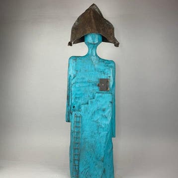 Karol Dusza (XX-XXI) - Pierrott - 86cm Wooden sculpture