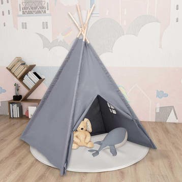 vidaXL Kindertipitent met tas 120x120x150 cm peachskin grijs, Verzenden