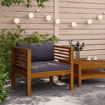 vidaXL Tuinstoel met donkergrijze kussens massief acaciahout, Tuin en Terras, Verzenden, Nieuw