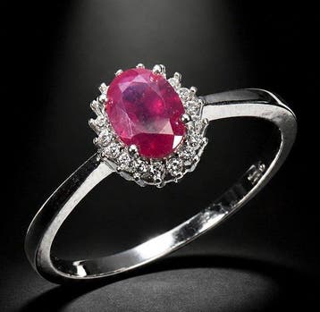 Sans prix de réserve - Bague Argent 925 - rubis - zircon, Bijoux, Sacs & Beauté, Bagues