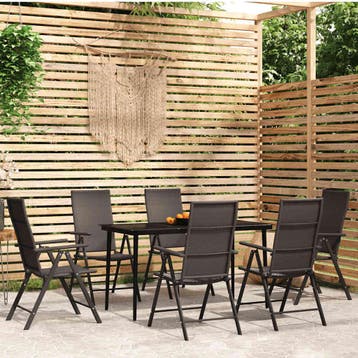 vidaXL 7-delige Tuinset zwart, Tuin en Terras, Verzenden, Nieuw, Tuinset