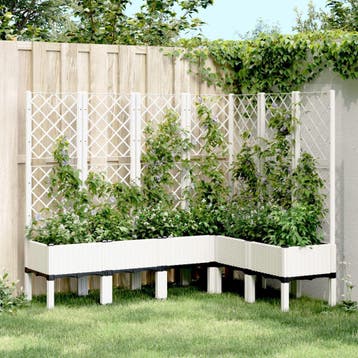 vidaXL Plantenbak met latwerk 160x120x142 cm polypropeen wit, Verzenden, Nieuw