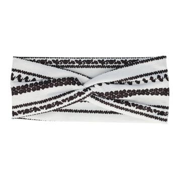 Haarband Twist 9cm – Bloemenprint Ibiza Streep – Jersey Stof, Nieuw