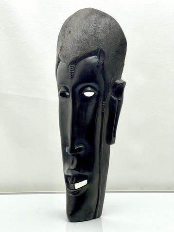 Vintage Makonde-stijl Afrikaanse masker Mpingo-hardhout