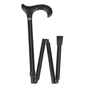 Luxe opvouwbare wandelstok met soft Derby handvat - zwart, Verzenden, Nieuw