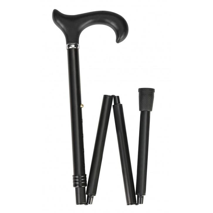 Luxe opvouwbare wandelstok met soft Derby handvat - zwart, Diversen, Rollators, Nieuw, Verzenden