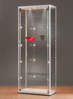 *TIP*  Luxe vitrinekast aluminium 80 cm incl led verlichtin, Ophalen of Verzenden