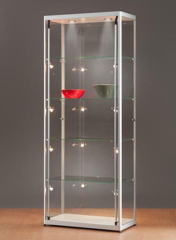 *TIP*  Luxe vitrinekast aluminium 80 cm incl led verlichtin, Ophalen of Verzenden