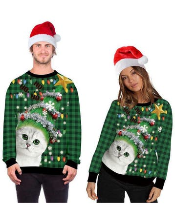 Kerst sweater Purrrfect met kat, Hobby en Vrije tijd, Ophalen of Verzenden, Nieuw