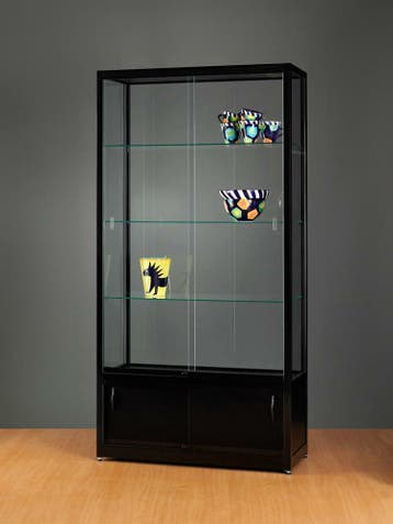 *TIP*  Luxe vitrinekast zwart 100 cm met onderkast, Ophalen of Verzenden