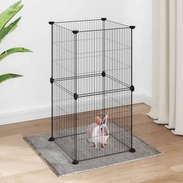 vidaXL Huisdierenkooi met 8 panelen 35x35x70 cm staal zwart, Verzenden
